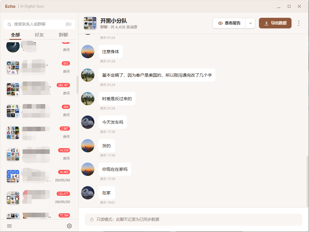 MyEcho 聊天记录浏览页面截图